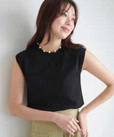 Feroux 【接触冷感】パール付きノースリーブ ニット