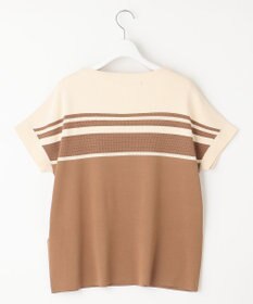 自由区 【洗える】クレープストレッチブロッキングボーダー ニット