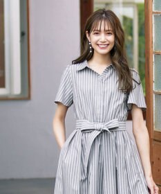 Tiaclasse L 【洗える】フレアスリーブシャツワンピース