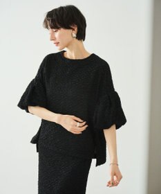 #Newans 【金子綾さんインスタライブご紹介アイテム】【洗える/セットアップ可能】ふくれジャガード パフスリーブブラウス