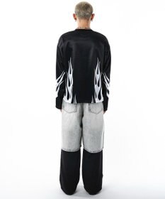 WEGO 【ユニセックス着用ITEM】ファイヤーパターンゲームロゴT（長袖）