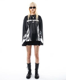 WEGO 【ユニセックス着用ITEM】ファイヤーパターンゲームロゴT（長袖）