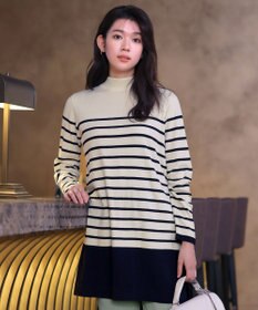 Tiaclasse 【洗える】ボーダーニットチュニック