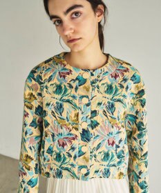 GRACE CONTINENTAL フラワージャガードノーカラージャケット