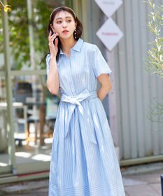 Tiaclasse L 【洗える】フレアスリーブシャツワンピース