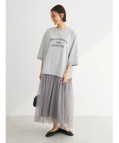 Green Parks ７分袖チュールドッキングロゴワンピース