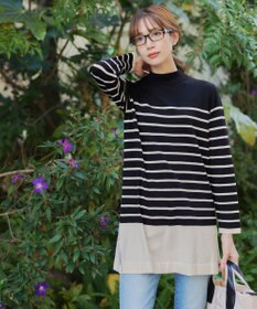 Tiaclasse 【洗える】ボーダーニットチュニック