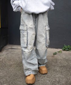 WEGO 【ユニセックス着用ITEM】デニムイージーカーゴパンツ