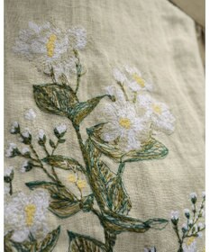 muuc ジャスミン刺繍フレンチスリーブワンピース〈日本製・綿100%天然素材・遠州織物〉〈繊細な花刺繍〉〈上品なロング丈〉〈ゆったりフリーサイズ〉〈大人の夏ワンピ〉