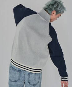 WEGO 【ユニセックス着用ITEM/MLサイズ展開】ラグラングラフィックニットブルゾン