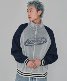 WEGO 【ユニセックス着用ITEM/MLサイズ展開】ラグラングラフィックニットブルゾン