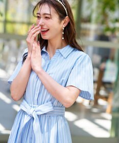 Tiaclasse L 【洗える】フレアスリーブシャツワンピース