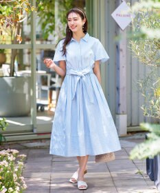 Tiaclasse L 【洗える】フレアスリーブシャツワンピース