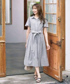 Tiaclasse L 【洗える】フレアスリーブシャツワンピース