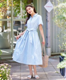 Tiaclasse L 【洗える】フレアスリーブシャツワンピース