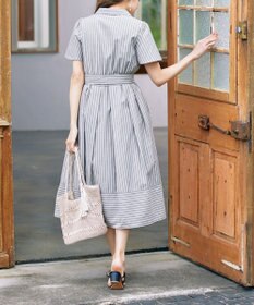 Tiaclasse L 【洗える】フレアスリーブシャツワンピース