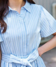 Tiaclasse L 【洗える】フレアスリーブシャツワンピース