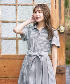 Tiaclasse L 【洗える】フレアスリーブシャツワンピース