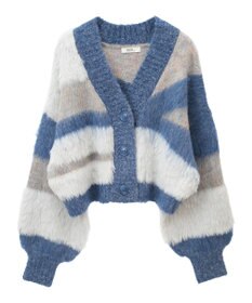 earth music&ecology フェザーミックスインターシャカーディガン