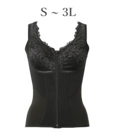 BRADELIS New York 【BRADELIS NewYork peace】細みえフロントファスナー綿混ブラキャミ25 補正下着 カップ付き キャミソール ブラトップ シェイパー