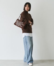 russet ステンシルデザインスエード横長ショルダーバッグ(CE-1640)