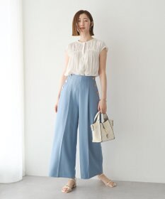 YECCA VECCA <<接触冷感>>フレンチスリーブギャザーブラウス