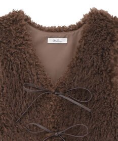 earth music&ecology フェイクファーショートジレ