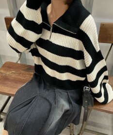 WEGO ハーフジップニットプルオーバー