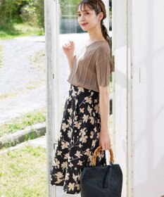 Tiaclasse 【洗える】プリーツ編みVネックニットトップス