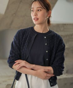 組曲 【先行予約・前後着用可】コットンフラワーレーシー カーディガン