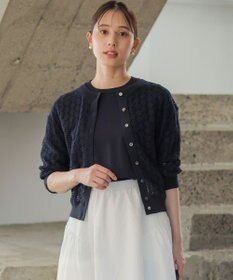 組曲 【先行予約・前後着用可】コットンフラワーレーシー カーディガン
