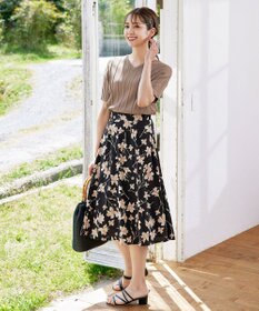 Tiaclasse 【洗える】プリーツ編みVネックニットトップス