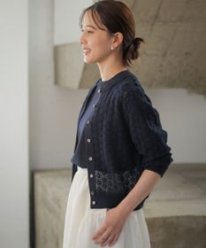 組曲 【先行予約・前後着用可】コットンフラワーレーシー カーディガン