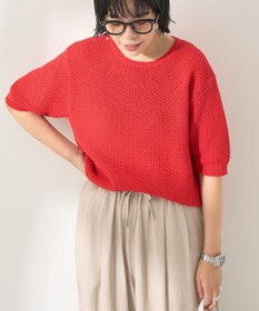 AMERICAN HOLIC 透かし編み半袖ニットプルオーバー