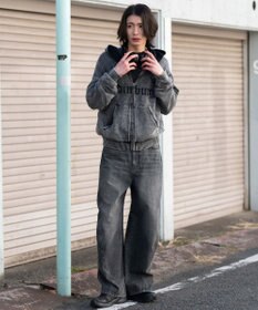 WEGO 【ユニセックス着用ITEM】ブリーチニットグラフィックZIPパーカー