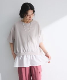 Green Parks 裾フリルドッキング５分袖プルオーバー