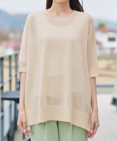 Tiaclasse 【洗える】サラサラUVシアーニットドルマントップス