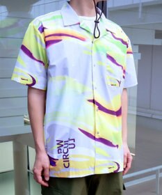 PW CIRCULUS 【MEN】【ストレッチ/通気性】プリント オープンカラー シャツ