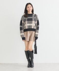 earth music&ecology チェックニットプルオーバー