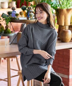 Tiaclasse 【新色追加・洗える】ランダムリブ編みドルマンニットチュニック