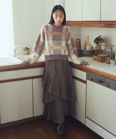 earth music&ecology チェックニットプルオーバー