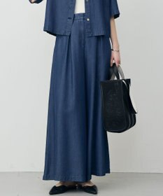 ICB L ナチュラルソフトデニム タックワイドパンツ