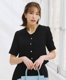 Tiaclasse 【洗える】ビジューボタン半袖ジャレロ