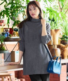 Tiaclasse 【新色追加・洗える】ランダムリブ編みドルマンニットチュニック