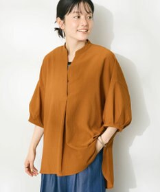 CRAFT STANDARD BOUTIQUE バンドカラーバックタック５分袖ブラウス