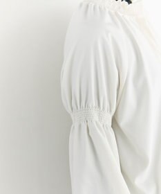 #Newans 【洗濯機可/しわになりにくい】シャーリングネック ボリュームスリーブブラウス