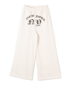 WEGO 【ウエストゴム】グラフィック刺繍裏起毛ワイドSWTパンツ