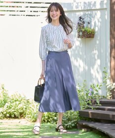 ANY SIS 【接触冷感・吸水速乾・UVケア】エアリードレープスムース 七分袖ブラウス