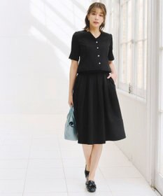 Tiaclasse 【洗える】ビジューボタン半袖ジャレロ