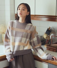 earth music&ecology チェックニットプルオーバー